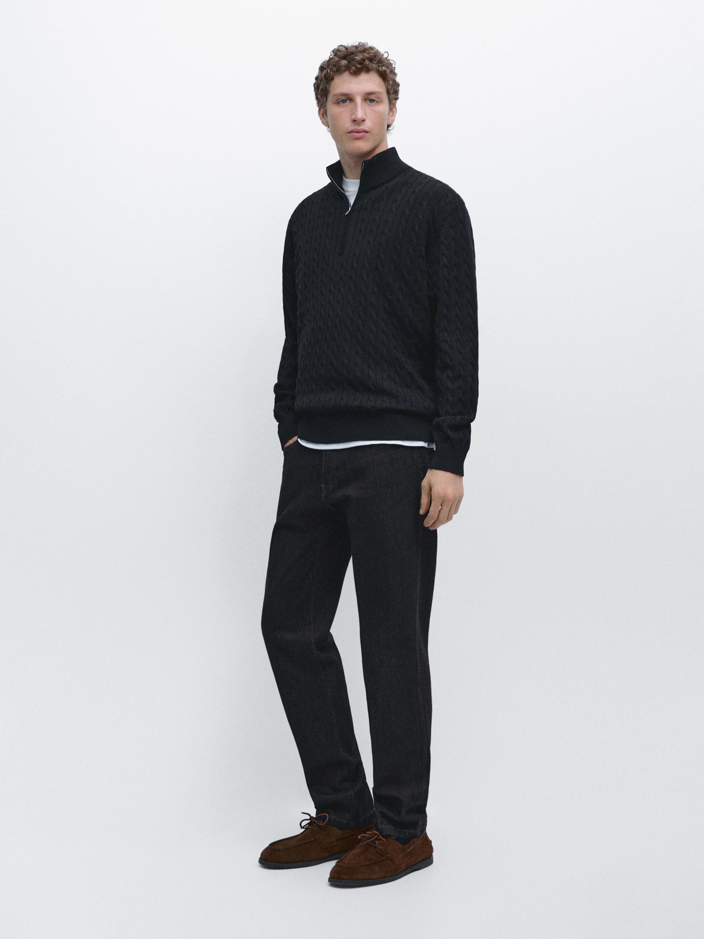 Pull en maille col montant zippé